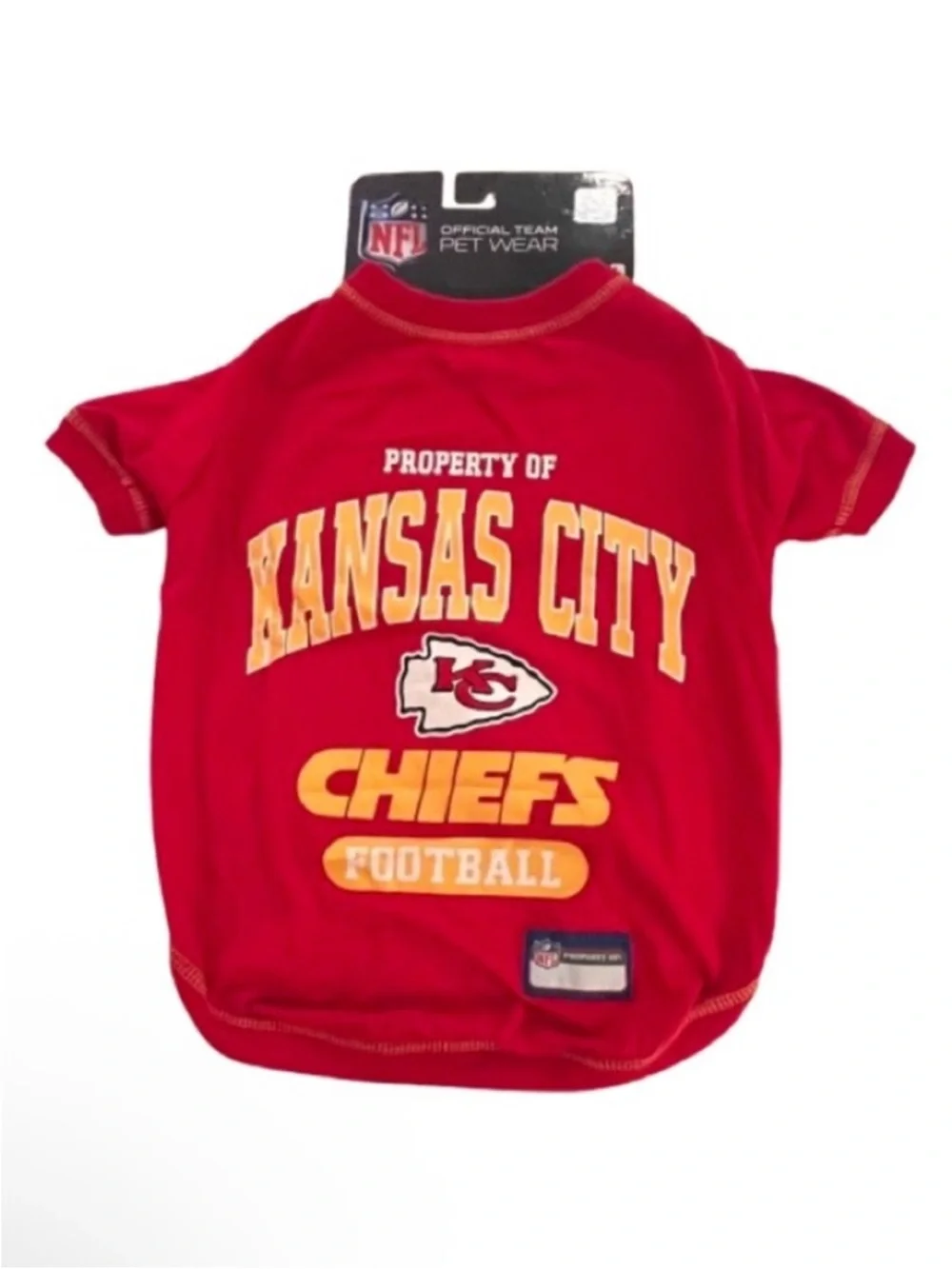 🆕- NFL Kansas City Chiefs Dog T-shirt Large. - Licensed Shirt for Team.